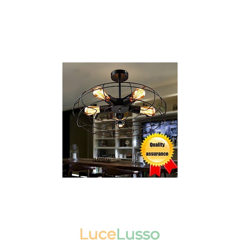 Lampada a sospensione con ventilatore in metallo vintage industriale, lampadario da soffitto Steampunk