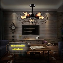 Lampada a sospensione con ventilatore in metallo vintage industriale, lampadario da soffitto Steampunk