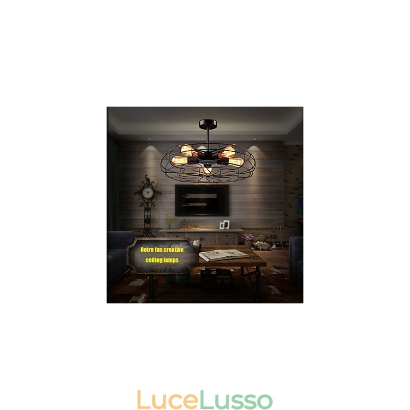 Lampada a sospensione con ventilatore in metallo vintage industriale, lampadario da soffitto Steampunk