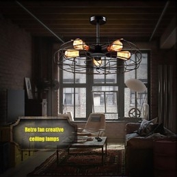 Lampada a sospensione con ventilatore in metallo vintage industriale, lampadario da soffitto Steampunk