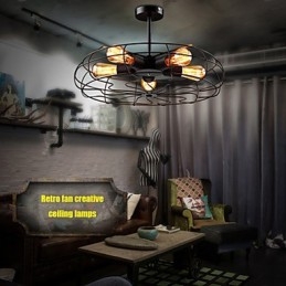 Lampada a sospensione con ventilatore in metallo vintage industriale, lampadario da soffitto Steampunk