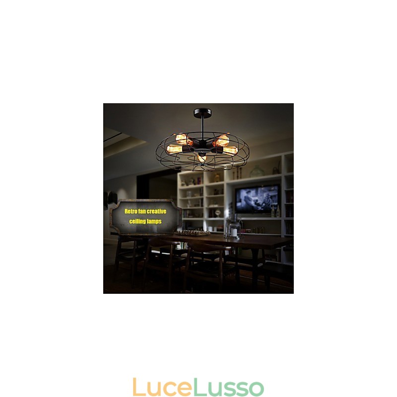 Lampada a sospensione con ventilatore in metallo vintage industriale, lampadario da soffitto Steampunk
