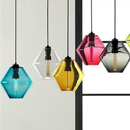 Lampadario a sospensione in vetro artistico a testa singola color caramella con paralume in vetro (grigio giallo verde rosso rosa blu bianco)