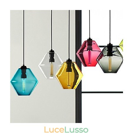 Lampadario a sospensione in vetro artistico a testa singola color caramella con paralume in vetro (grigio giallo verde rosso rosa blu bianco) Lampadario a sospensione in vetro artistico a testa singola color caramella con paralume in vetro (grigio giallo verde rosso rosa blu bianco)
