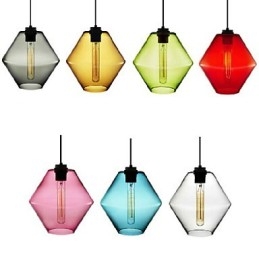 Lampadario a sospensione in vetro artistico a testa singola color caramella con paralume in vetro (grigio giallo verde rosso rosa blu bianco)