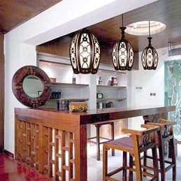 Lampada a sospensione da pranzo in legno creativa contemporanea e su contratto