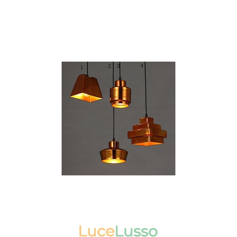 Lampadario in vetro retrò stile country americano, con seduta arrugginita e luce a goccia