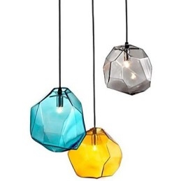 Lampada a sospensione con luce cromatica a goccia in cristallo di ghiaccio creativo con diamanti