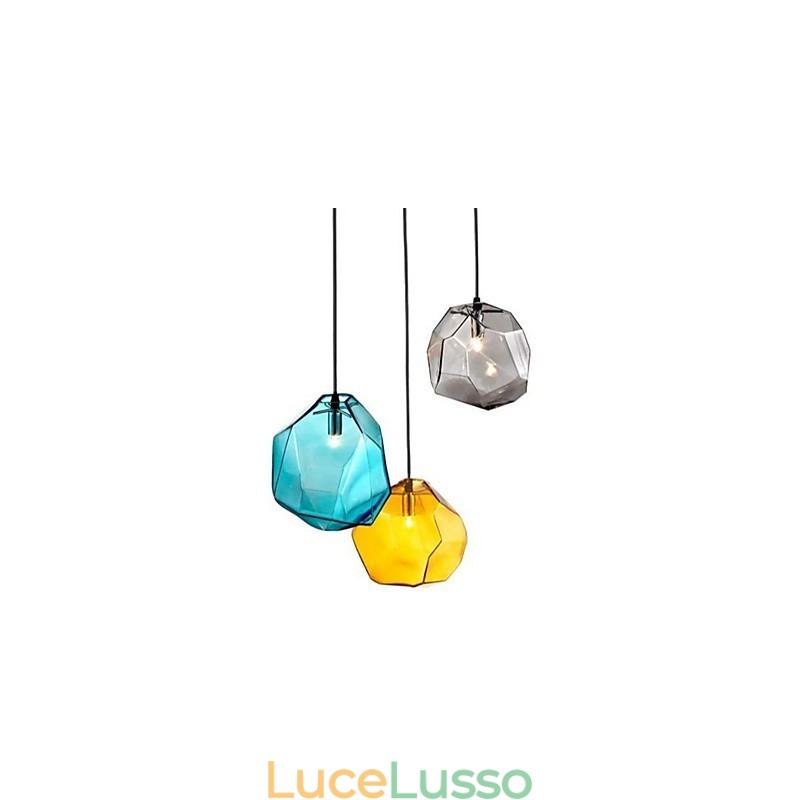 Lampada a sospensione con luce cromatica a goccia in cristallo di ghiaccio creativo con diamanti