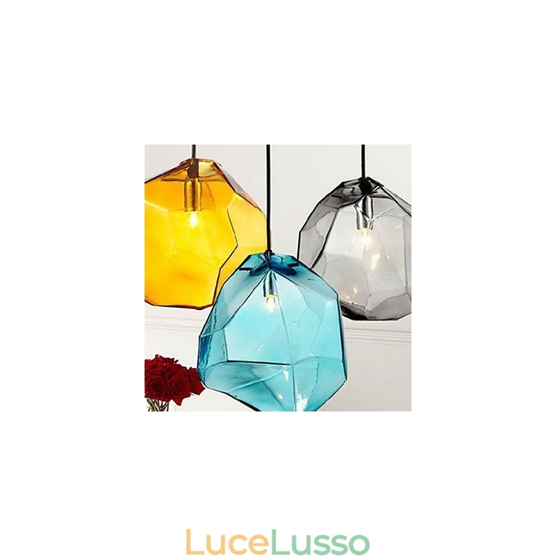 Lampada a sospensione con luce cromatica a goccia in cristallo di ghiaccio creativo con diamanti
