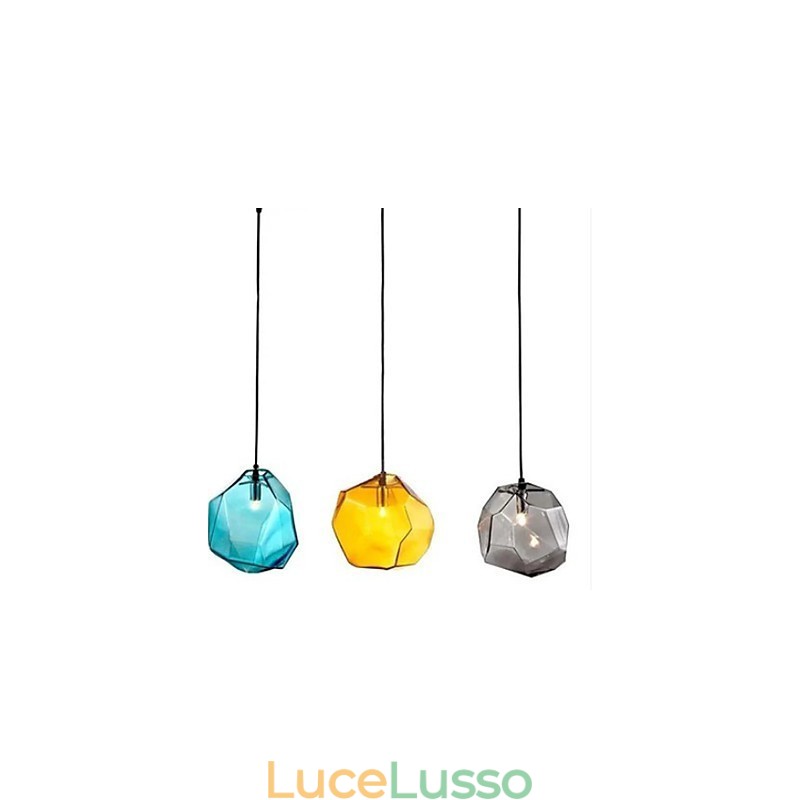 Lampada a sospensione con luce cromatica a goccia in cristallo di ghiaccio creativo con diamanti