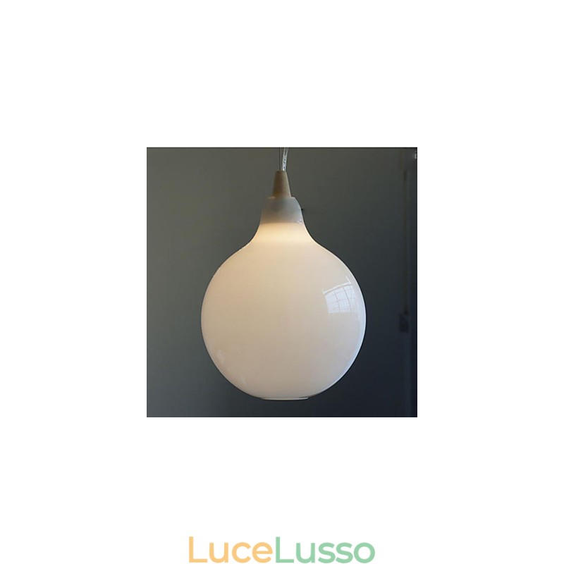 Lampada a sospensione in vetro bianco latte Natural Curve