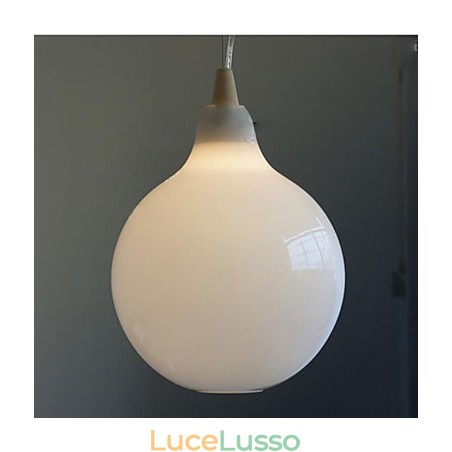 Lampada a sospensione in vetro bianco latte Natural Curve Lampada a sospensione in vetro bianco latte Natural Curve