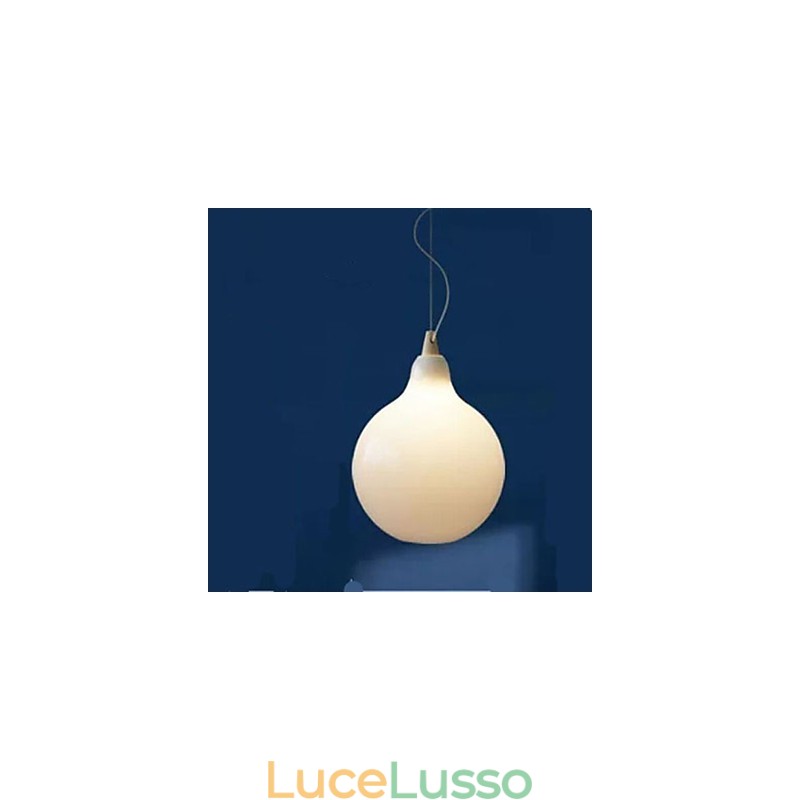 Lampada a sospensione in vetro bianco latte Natural Curve