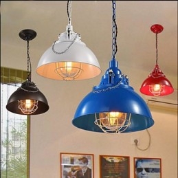 Lampadario a testa singola in metallo e ferro