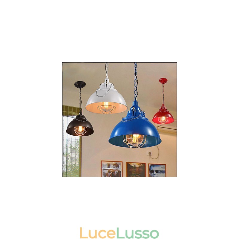 Lampadario a testa singola in metallo e ferro