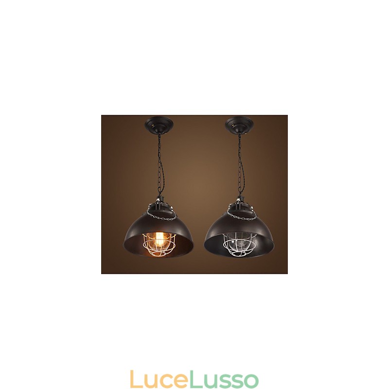 Lampadario a testa singola in metallo e ferro