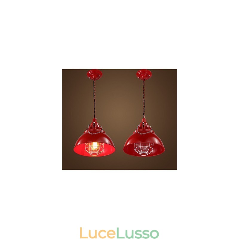 Lampadario a testa singola in metallo e ferro