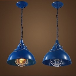 Lampadario a testa singola in metallo e ferro