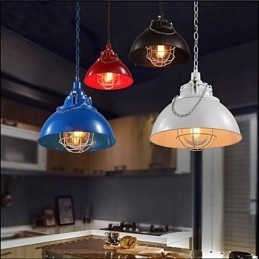 Lampadario a testa singola in metallo e ferro