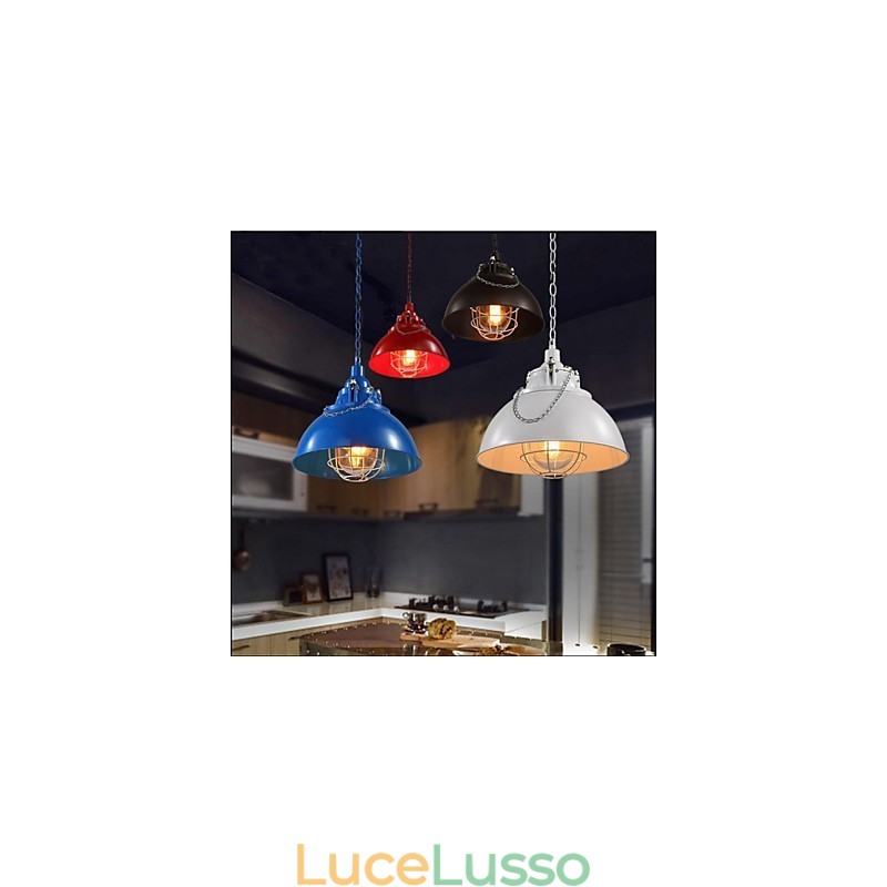 Lampadario a testa singola in metallo e ferro