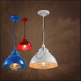 Lampadario a testa singola in metallo e ferro