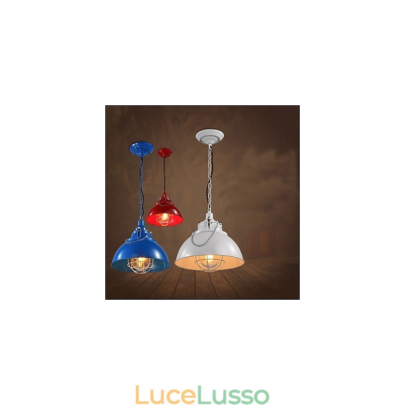 Lampadario a testa singola in metallo e ferro