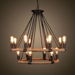 Lampada a sospensione in metallo con pittura tradizionale classica rustica, stile lodge, vintage, retrò.