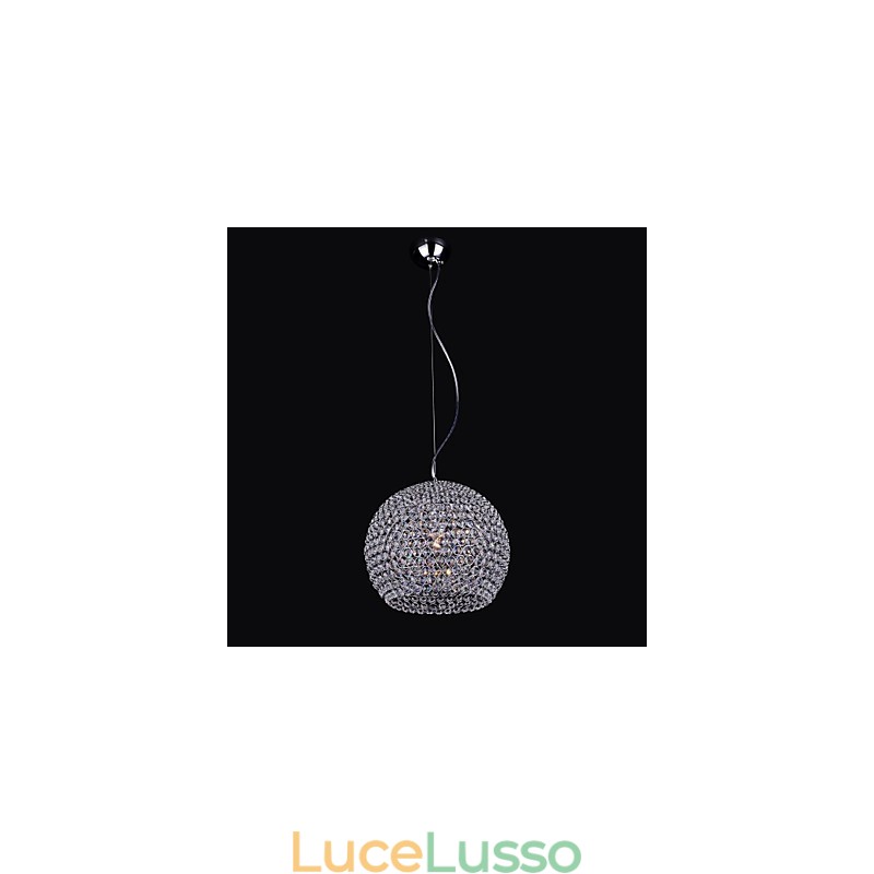 Lampadario in metallo cromato stile mini lanterna