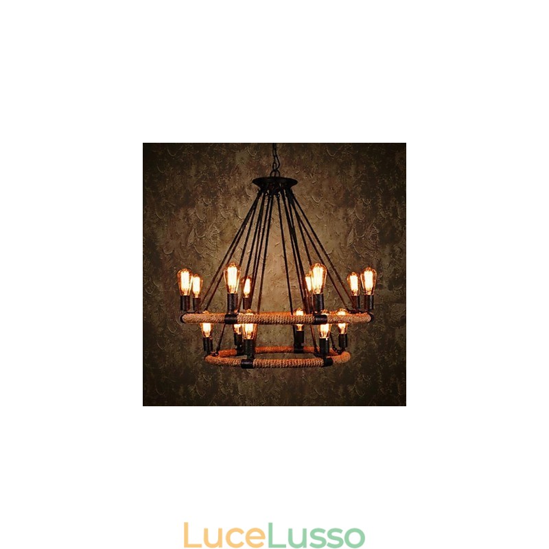 Lampada a sospensione in metallo con pittura tradizionale classica rustica, stile lodge, vintage, retrò.