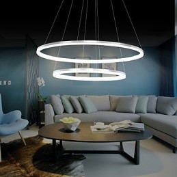 Lampada a sospensione dal design moderno, 4 anelli doppi in acrilico di alta qualità