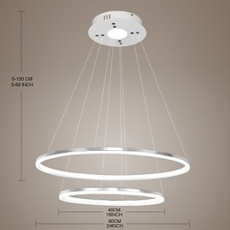 Lampada a sospensione dal design moderno, 4 anelli doppi in acrilico di alta qualità