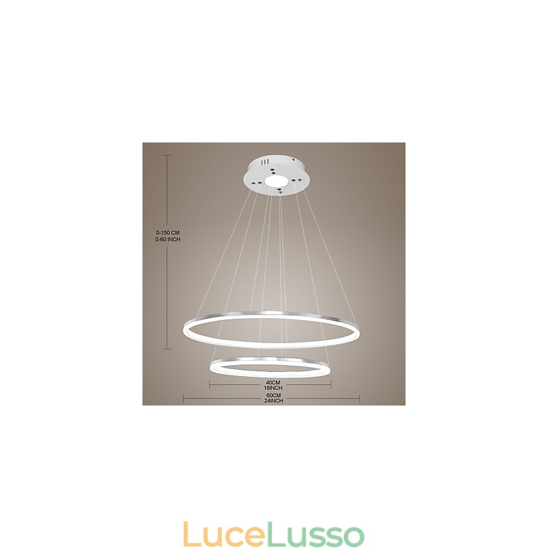Lampada a sospensione dal design moderno, 4 anelli doppi in acrilico di alta qualità