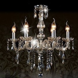 Lampadario di cristallo di lusso a 6 luci, colore cognac, lampadario di cristallo K9