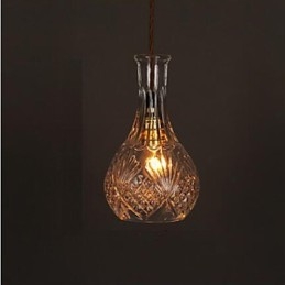 Lampadario a sospensione in vetro artistico intagliato creativo con bottiglia romantica