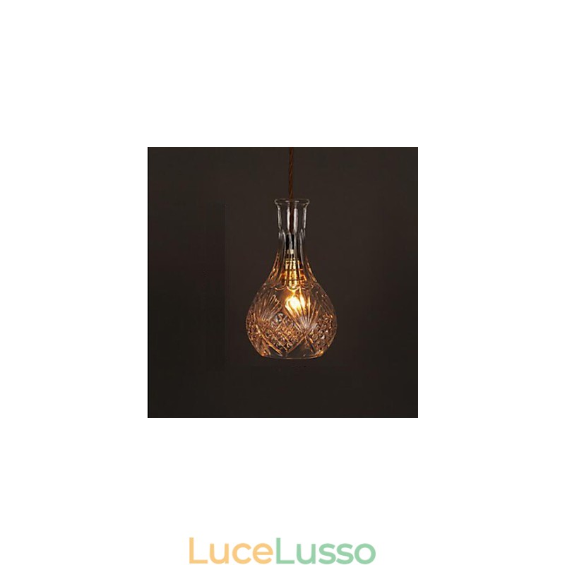 Lampadario a sospensione in vetro artistico intagliato creativo con bottiglia romantica