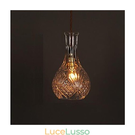 Lampadario a sospensione in vetro artistico intagliato creativo con bottiglia romantica Lampadario a sospensione in vetro artistico intagliato creativo con bottiglia romantica