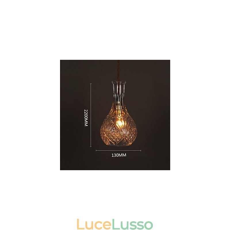 Lampadario a sospensione in vetro artistico intagliato creativo con bottiglia romantica