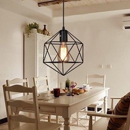 Lampadario a sospensione in ferro battuto con diamanti a linea geometrica, moderno e contemporaneo