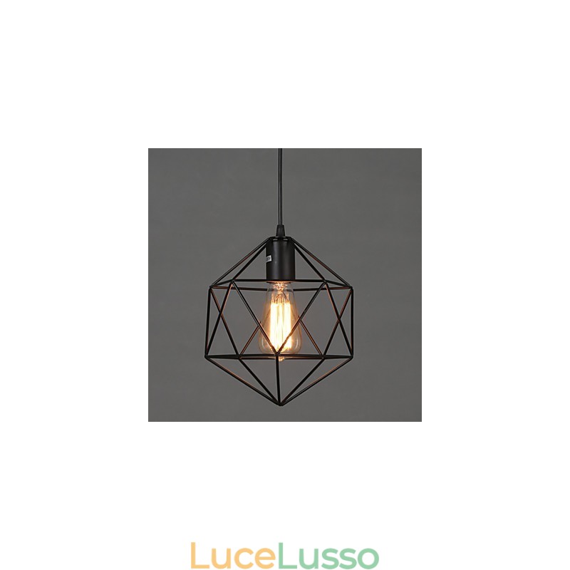 Lampadario a sospensione in ferro battuto con diamanti a linea geometrica, moderno e contemporaneo