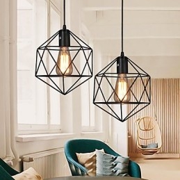 Lampadario a sospensione in ferro battuto con diamanti a linea geometrica, moderno e contemporaneo