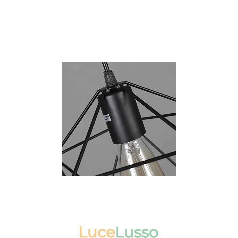 Lampadario a sospensione in ferro battuto con diamanti a linea geometrica, moderno e contemporaneo