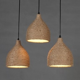 Country Lofts Restaurando modi antichi Lampada a goccia piccola con testa singola in corda di canapa