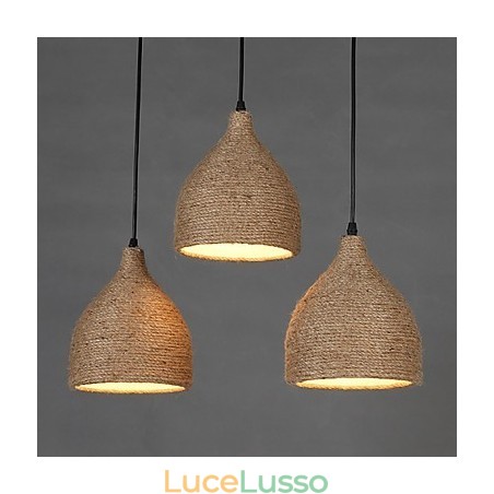 Country Lofts Restaurando modi antichi Lampada a goccia piccola con testa singola in corda di canapa Country Lofts Restaurando modi antichi Lampada a goccia piccola con testa singola in corda di canapa