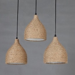 Country Lofts Restaurando modi antichi Lampada a goccia piccola con testa singola in corda di canapa