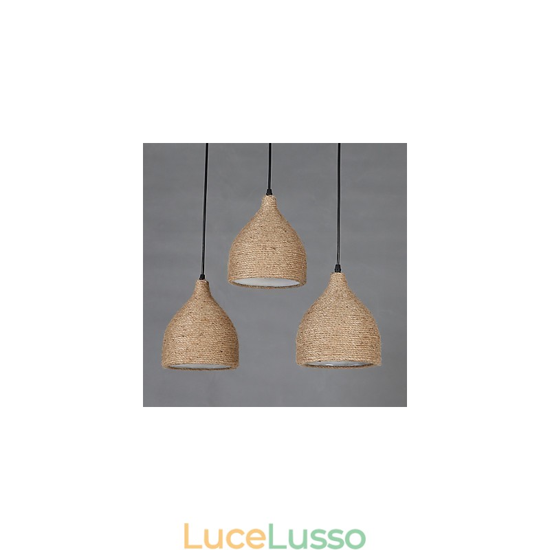 Country Lofts Restaurando modi antichi Lampada a goccia piccola con testa singola in corda di canapa