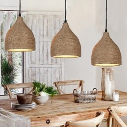 Country Lofts Restaurando modi antichi Lampada a goccia piccola con testa singola in corda di canapa