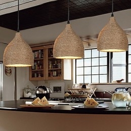 Country Lofts Restaurando modi antichi Lampada a goccia piccola con testa singola in corda di canapa