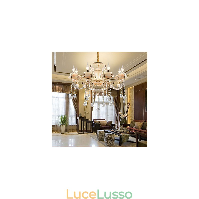 Semplice lampada europea di lusso in lega di zinco e giada dorata