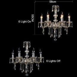 Lampadario di cristallo di lusso a 6 luci, colore cognac, lampadario di cristallo K9